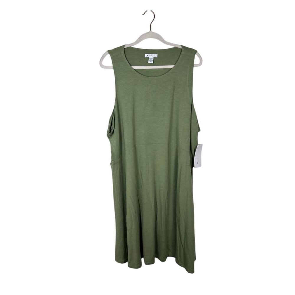 Athleta Santorini Thera Dress Women 3X Green NWT High Neck Sleeveless Athleisure